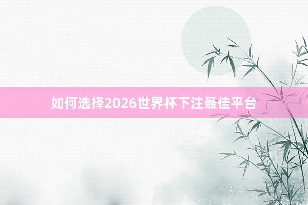 如何选择2026世界杯下注最佳平台